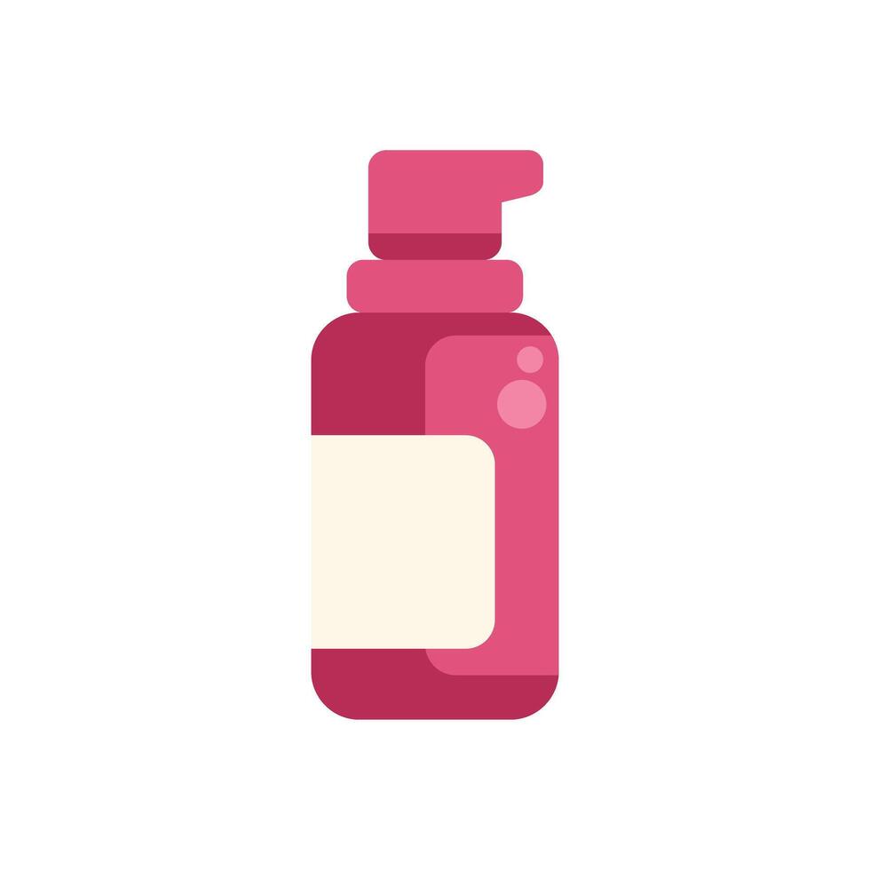 Pink plastic bottle dispenser with pump for liquid soap vector