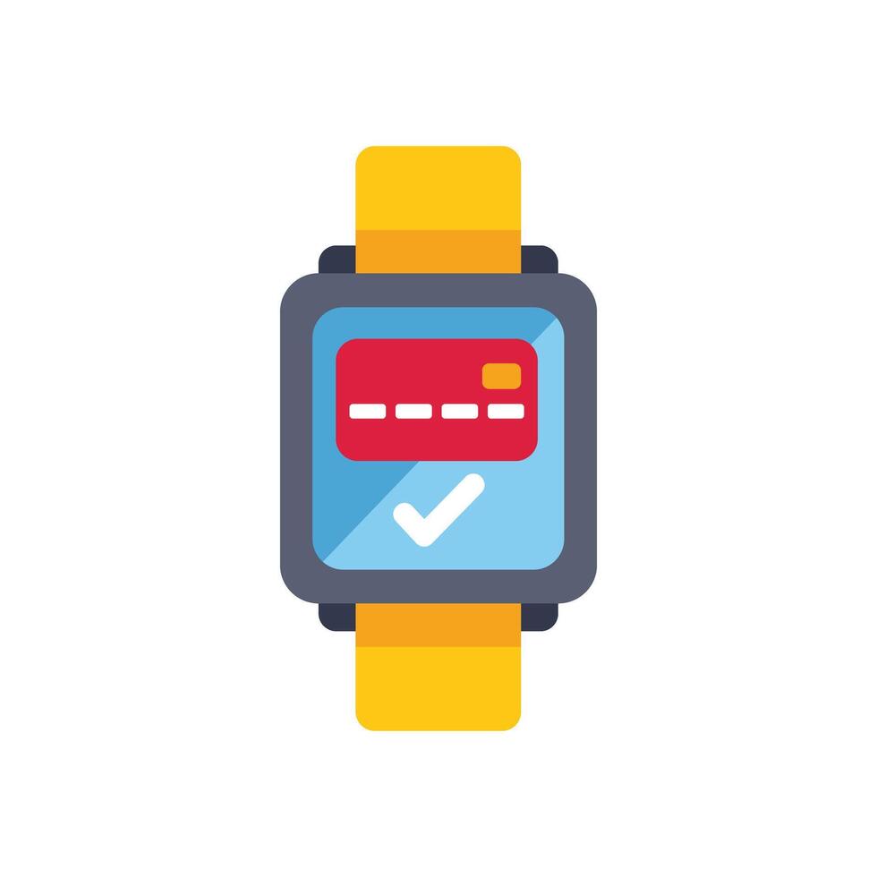 Smartwatch making successful nfc payment with credit card vector