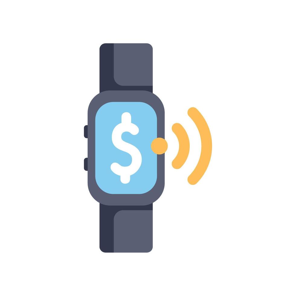 Smartwatch making contactless payment sending wifi signal vector