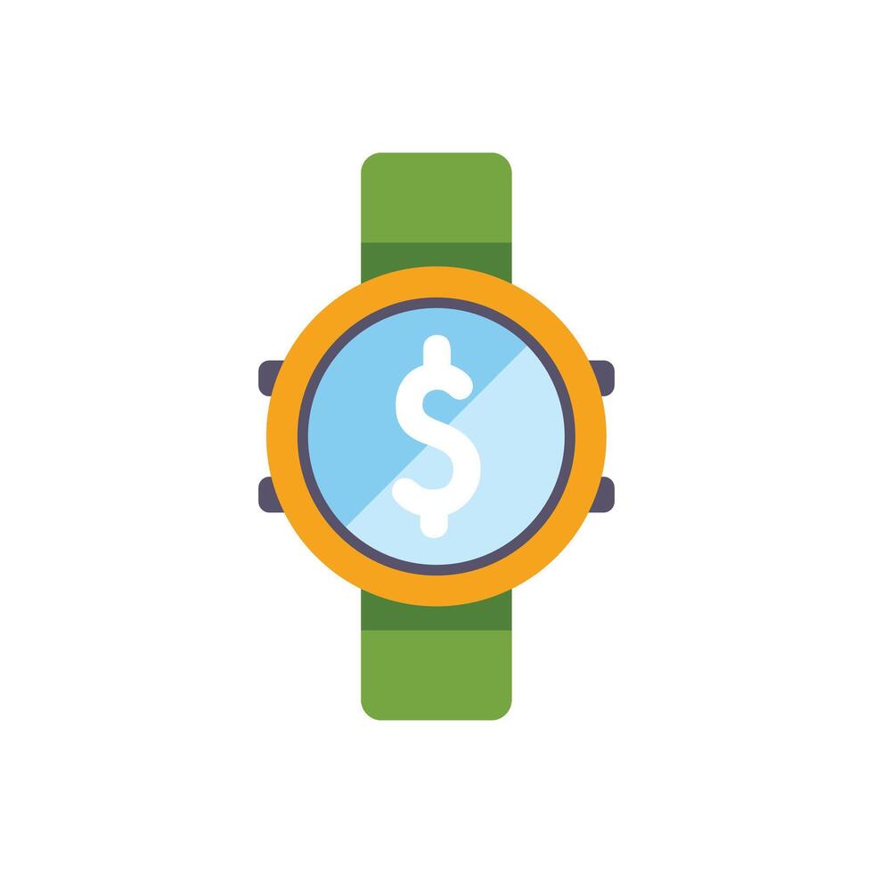 Wristwatch showing dollar sign representing time is money concept vector