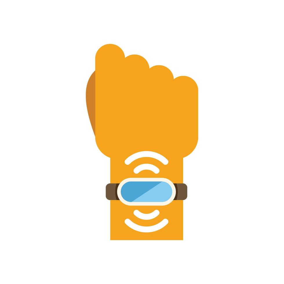 Hand wearing smartwatch showing heart rate monitor on wrist vector