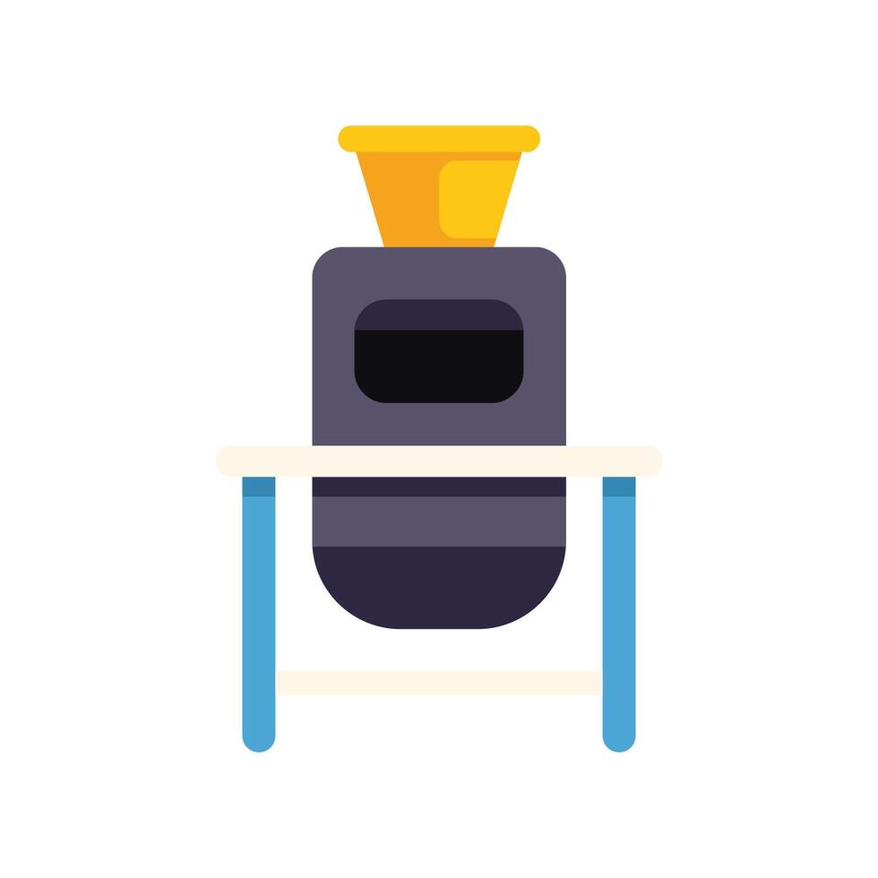 Modern coffee machine standing on a small table for brewing fresh espresso vector