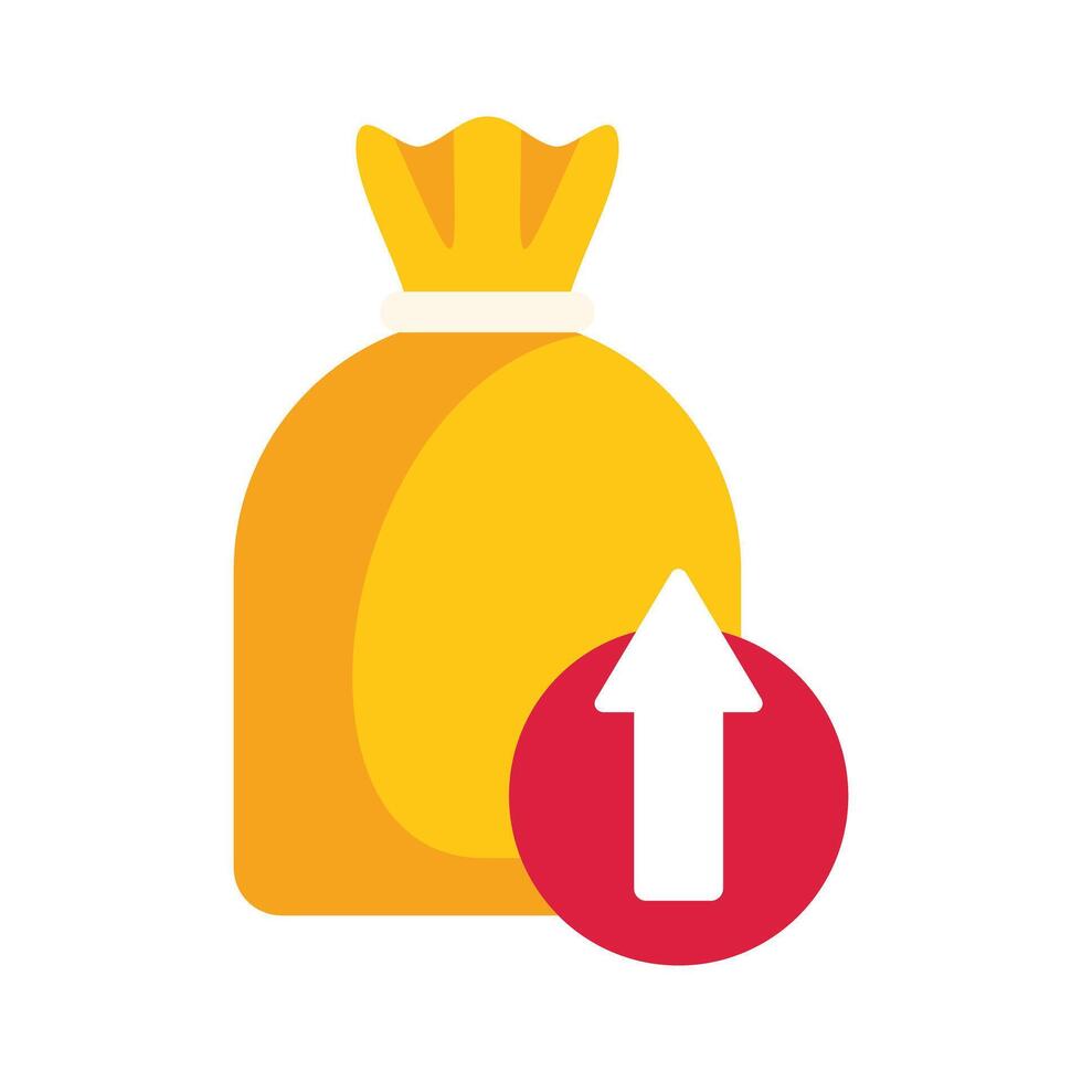 Money bag increasing showing profit growth and wealth vector