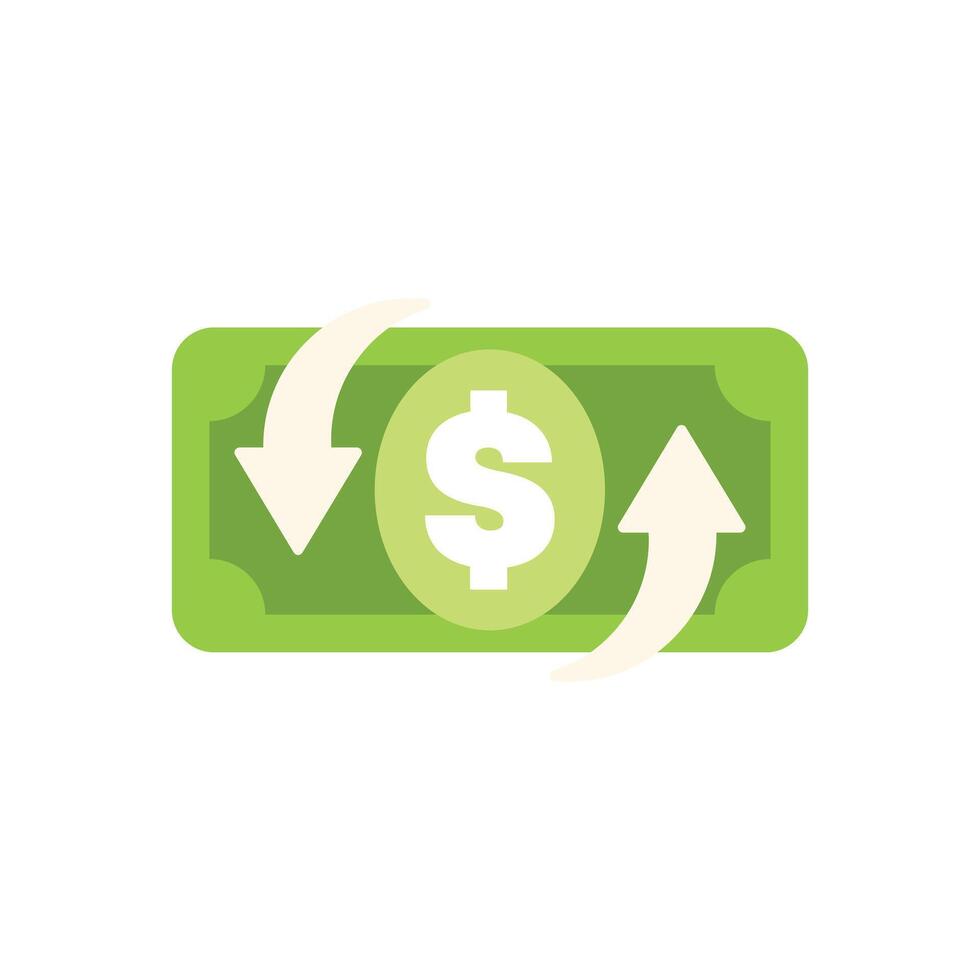 Money turnover with banknote and arrows showing cash flow vector