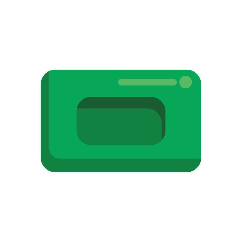 Green microwave oven with blank screen displaying minimalist style vector
