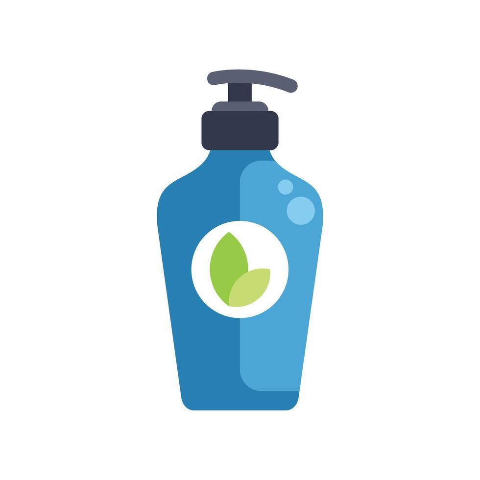 Blue dispenser bottle containing organic soap or shampoo vector