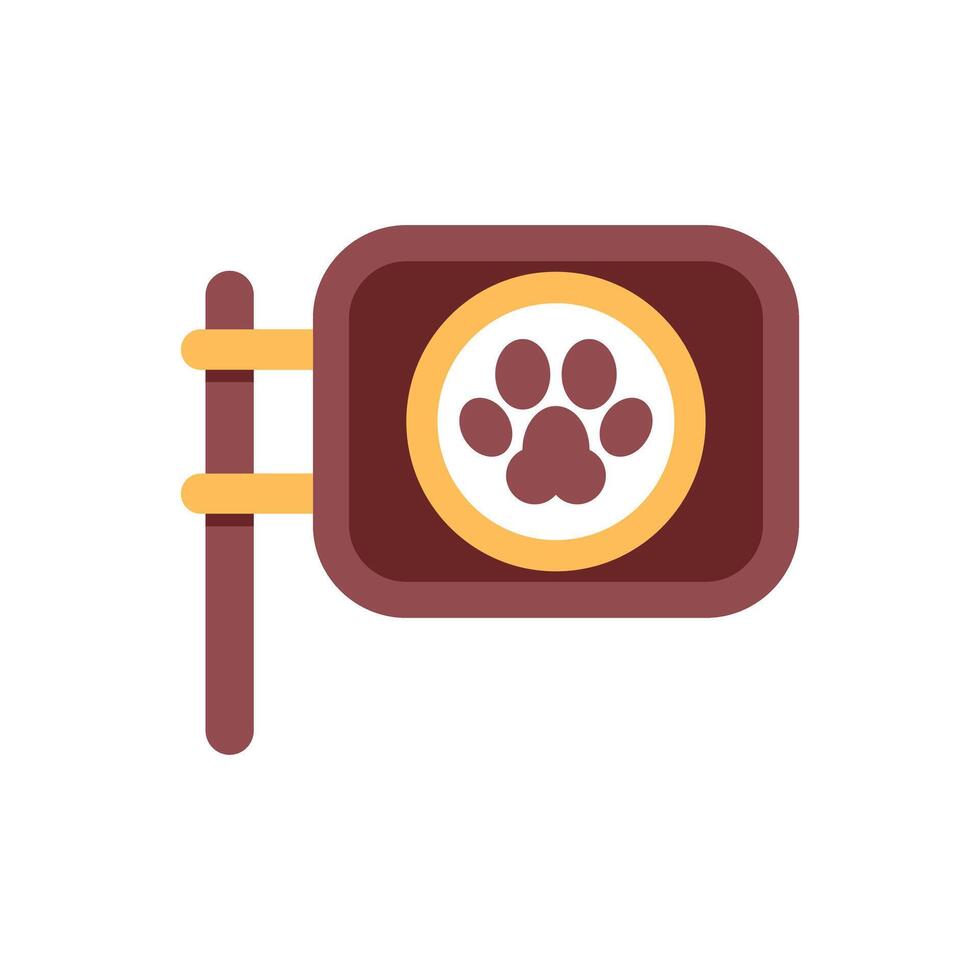 Wooden sign showing a paw print for pet services vector