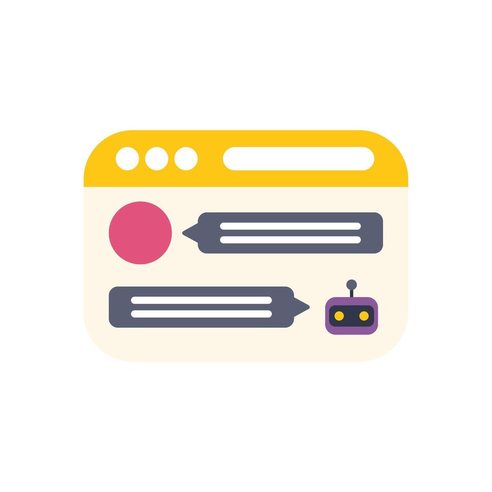 Chatbot communicating with customer on website interface providing online support vector