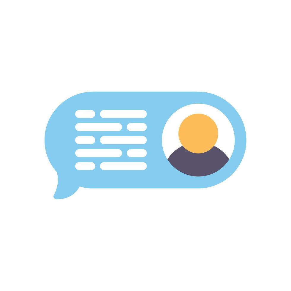 Blue speech bubble showing online chat with user profile vector