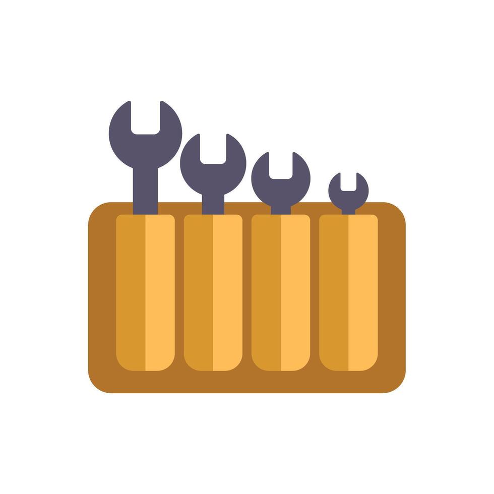 Four wrenches standing in a toolbox organizer vector