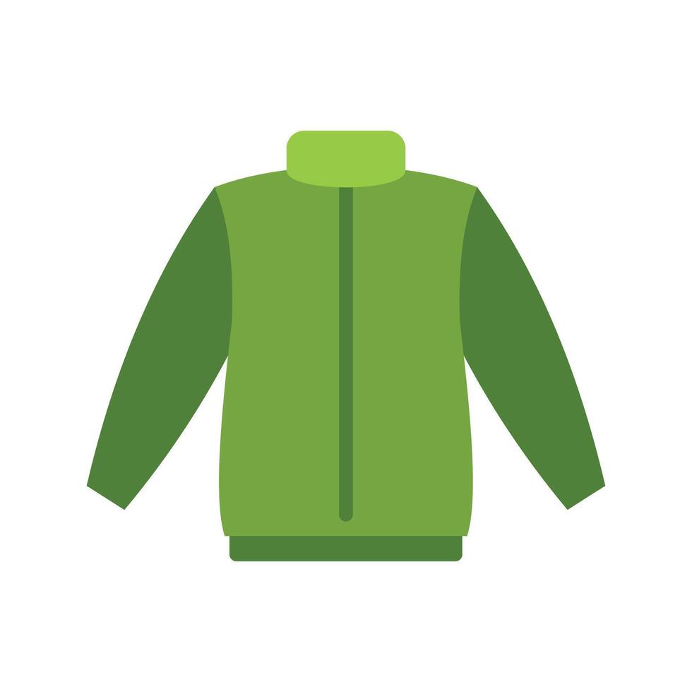 Green jacket with zipper keeping you warm during cold season vector