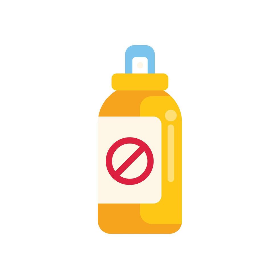 Yellow spray bottle showing prohibition sign on white background vector