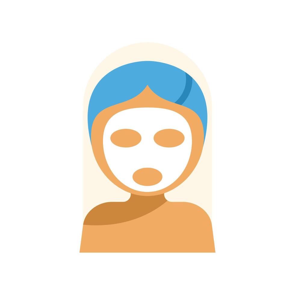Woman wearing a towel and applying a face mask for skin care vector