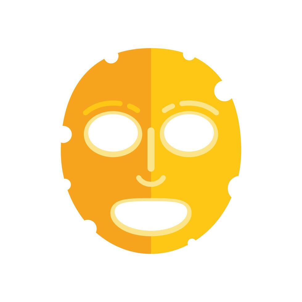 Golden cosmetic facial mask for skincare routine vector