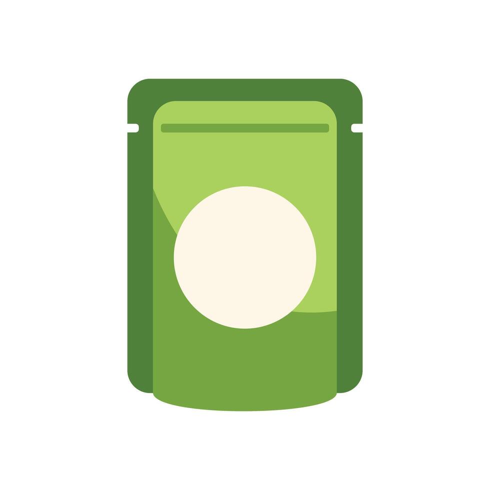 Green doypack packaging with round label standing up vector