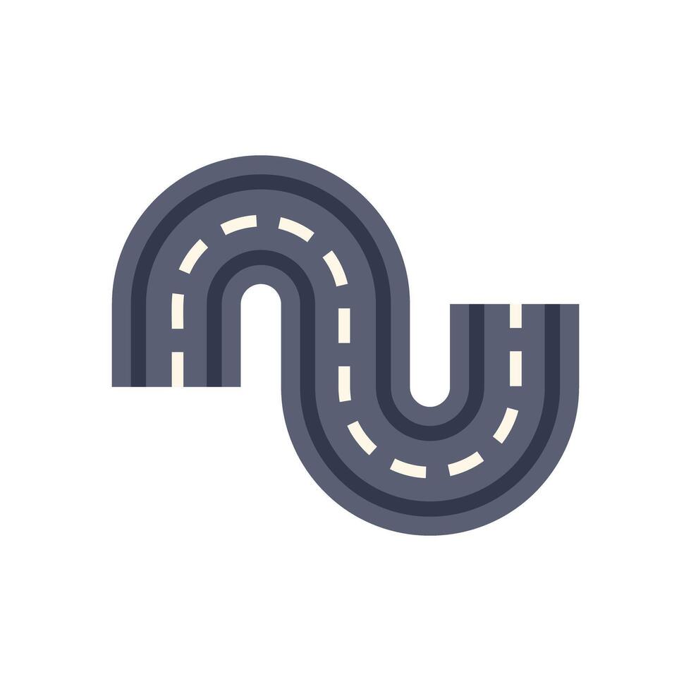 Winding road making a u turn on white background vector