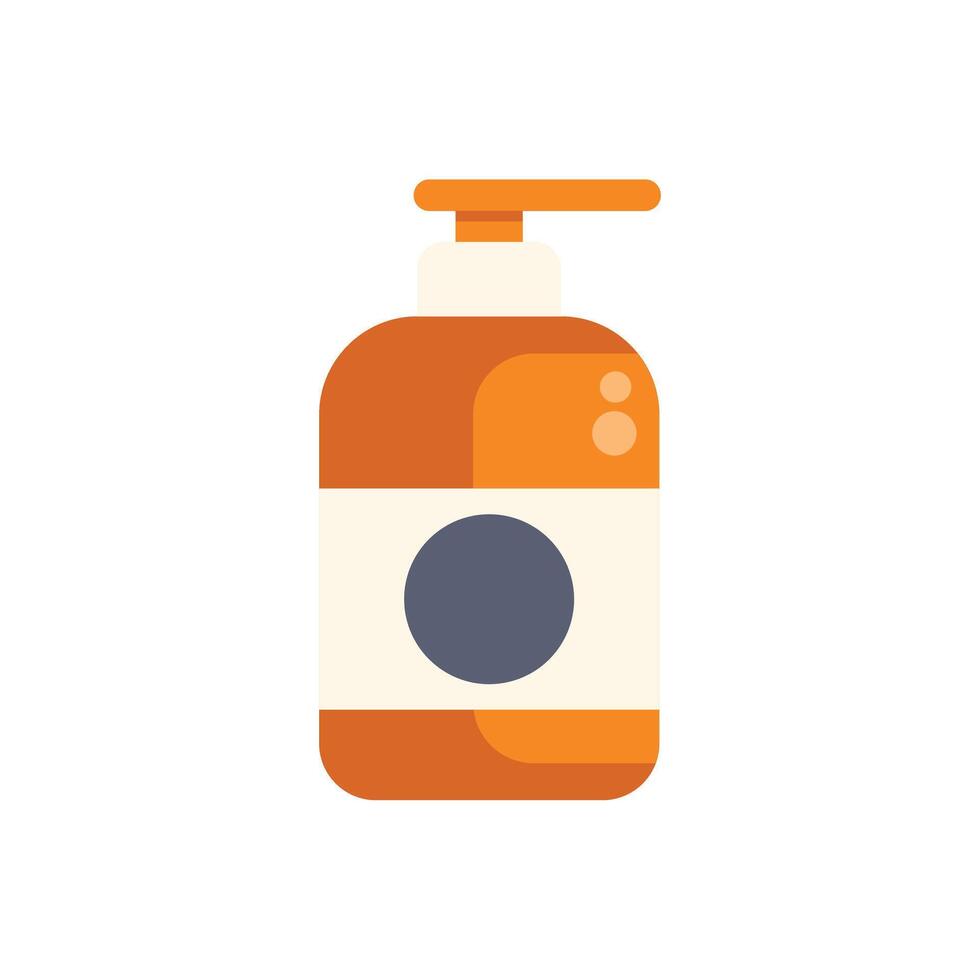 Orange plastic bottle with pump dispenser for cosmetics or soap vector