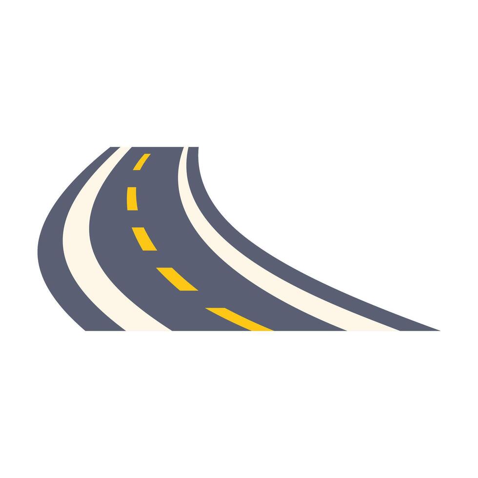 Winding paved road turning right disappearing from view vector