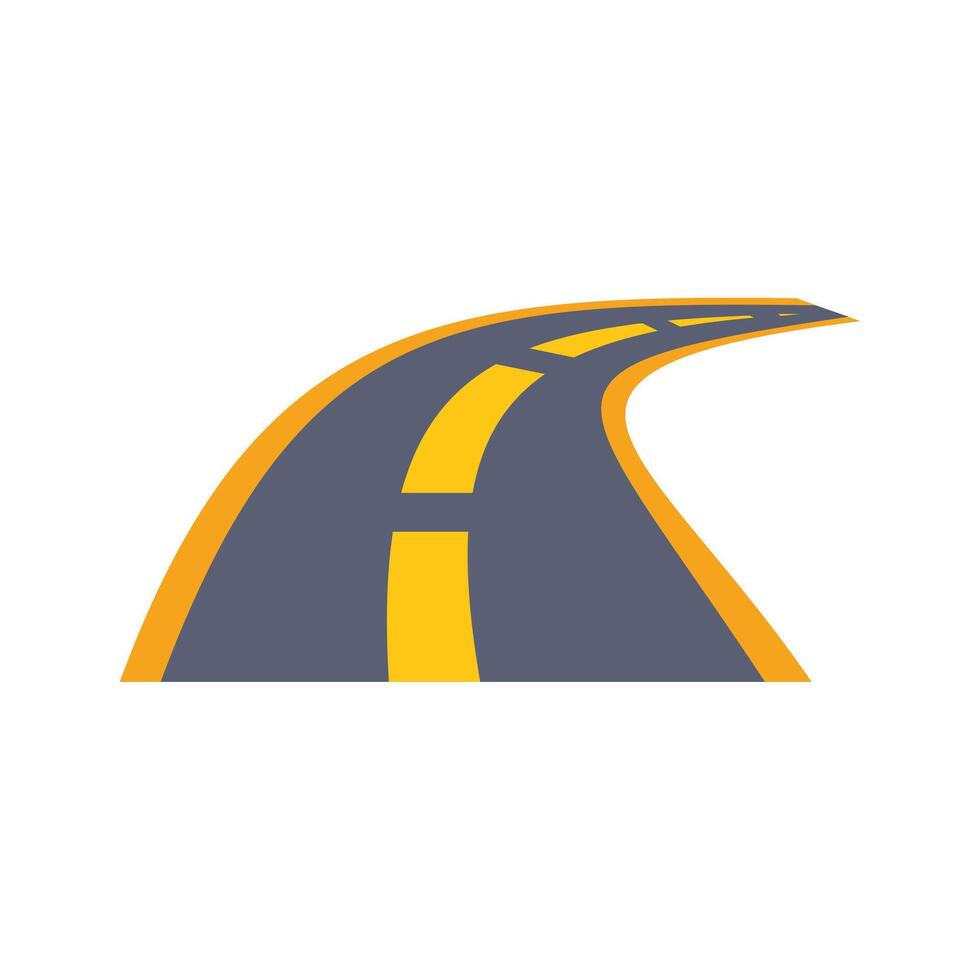 Winding paved road curving into the distance vector