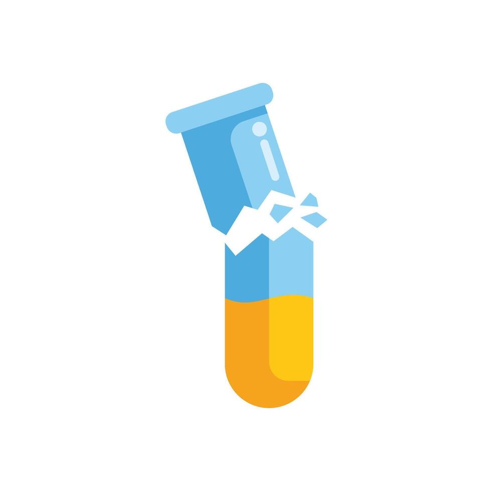 Broken test tube containing chemical substance is leaking vector