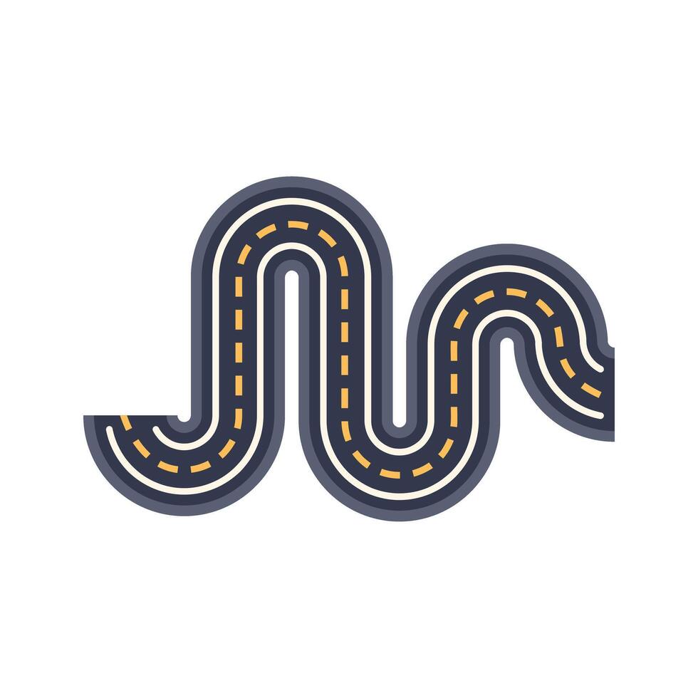 Winding road going to infinity through turns and curves vector