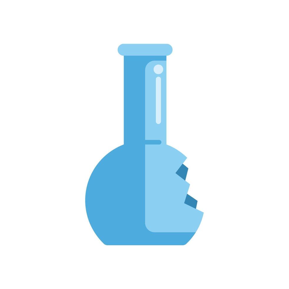 Broken chemical flask illustrating laboratory accident concept vector