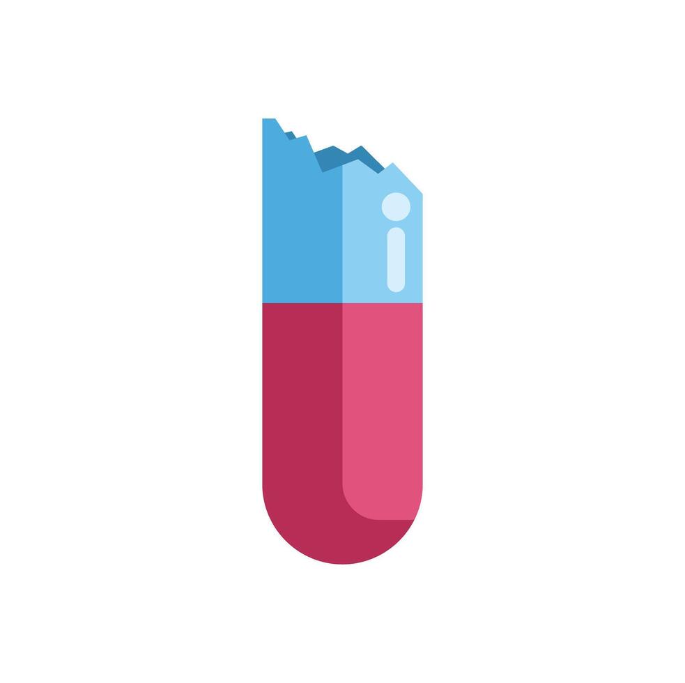 Broken pill showing information symbol representing expired medication vector