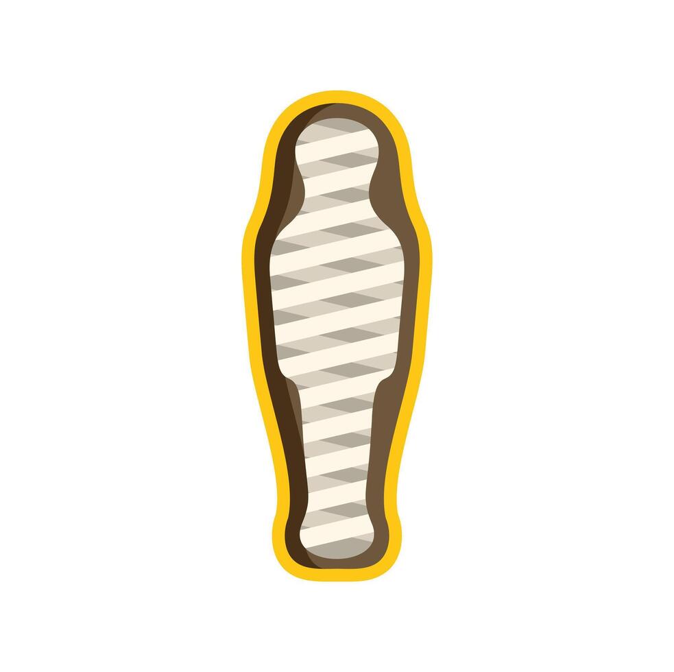 Egyptian mummy wrapped in bandages lying in sarcophagus vector