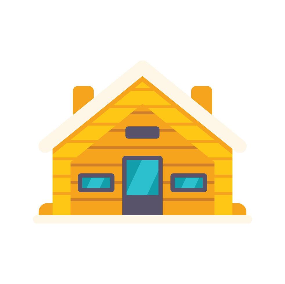 Small wooden house covered with snow on roof and ground illustration vector