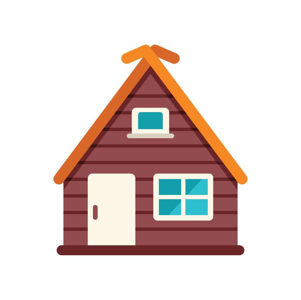 Wooden chalet featuring gable roof and attic window illustration vector