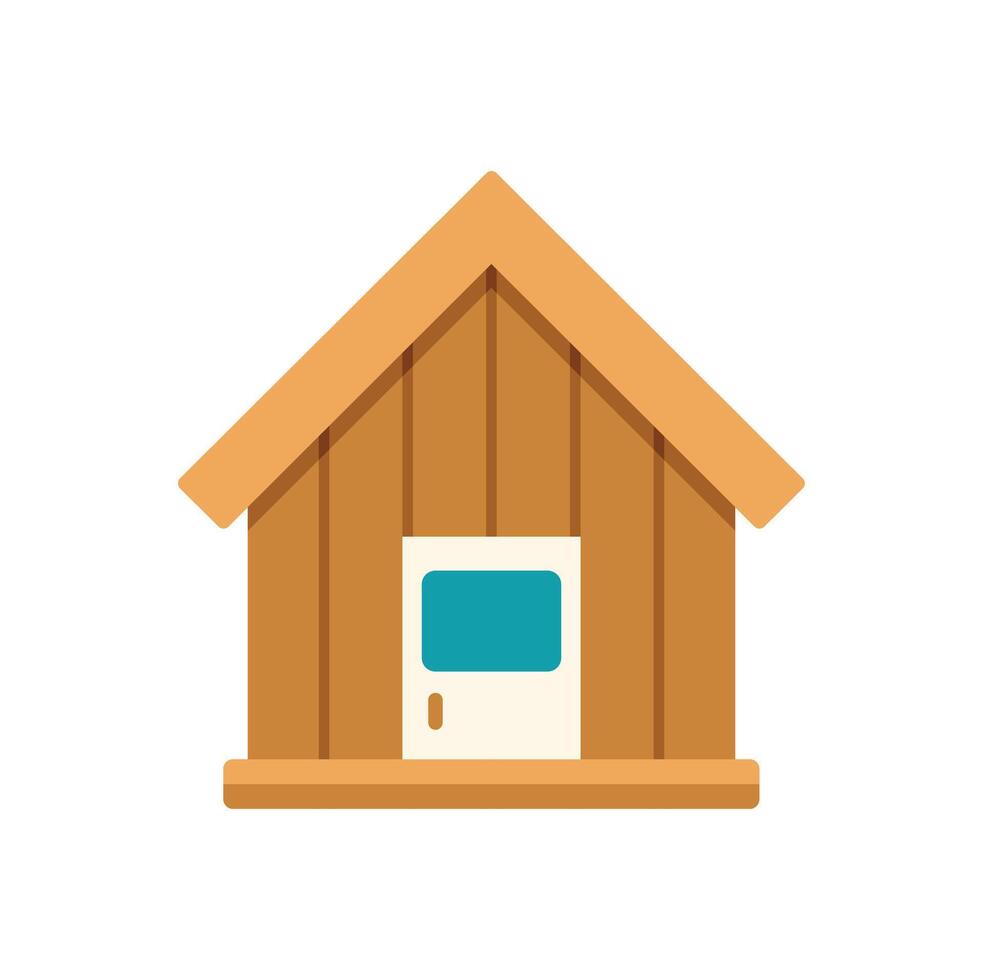 Wooden small house with gable roof standing on white background vector