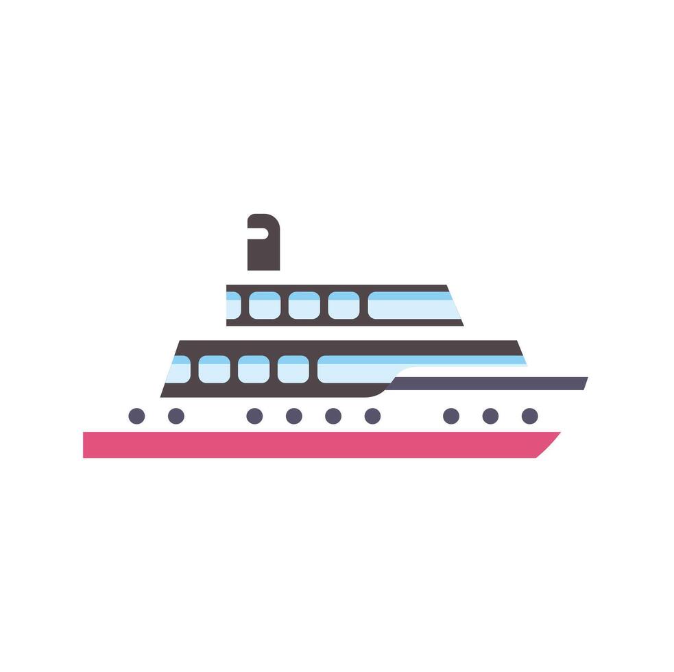 Passenger ferry boat sailing on water side view vector
