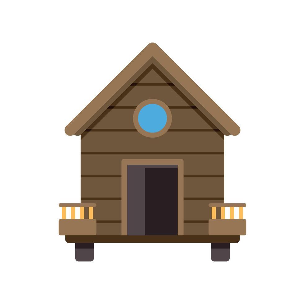 Small wooden country house with balcony standing on stilts vector
