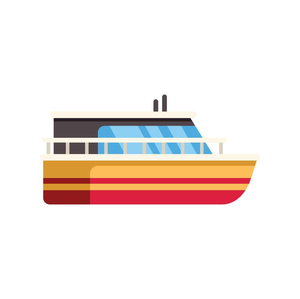 Colorful pleasure boat sailing on water surface vector