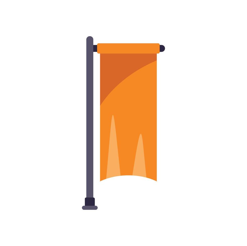 Orange vertical banner flag waving in the wind on a flagpole vector