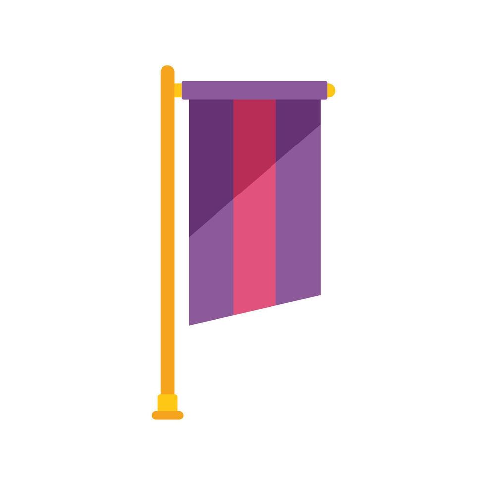 Purple vertical banner flag hanging on pole vector