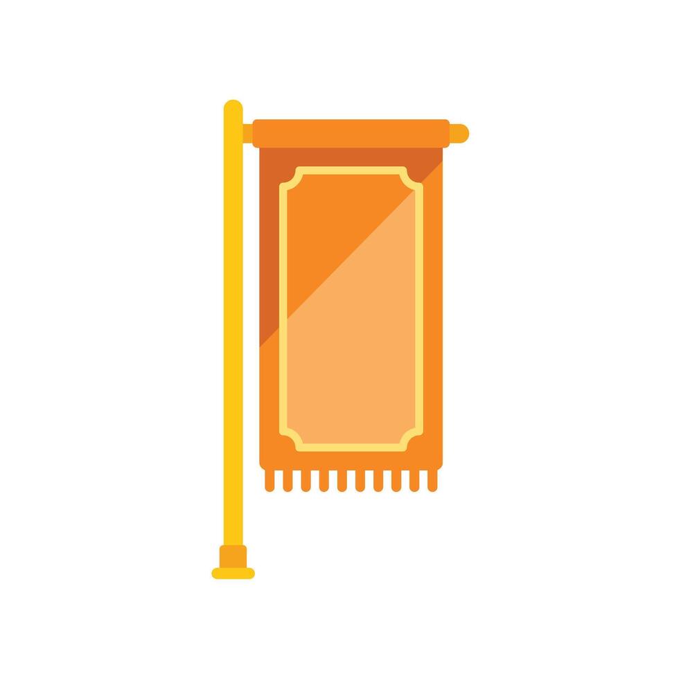 Orange islamic flag hanging on a golden pole vector