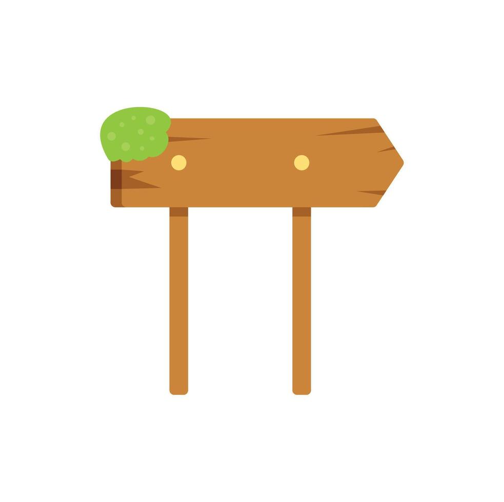 Mossy wooden sign pointing right with copy space vector