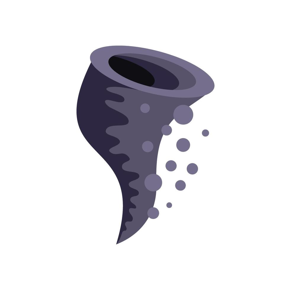 Dark funnel cloud rotating and creating tornado in the sky vector