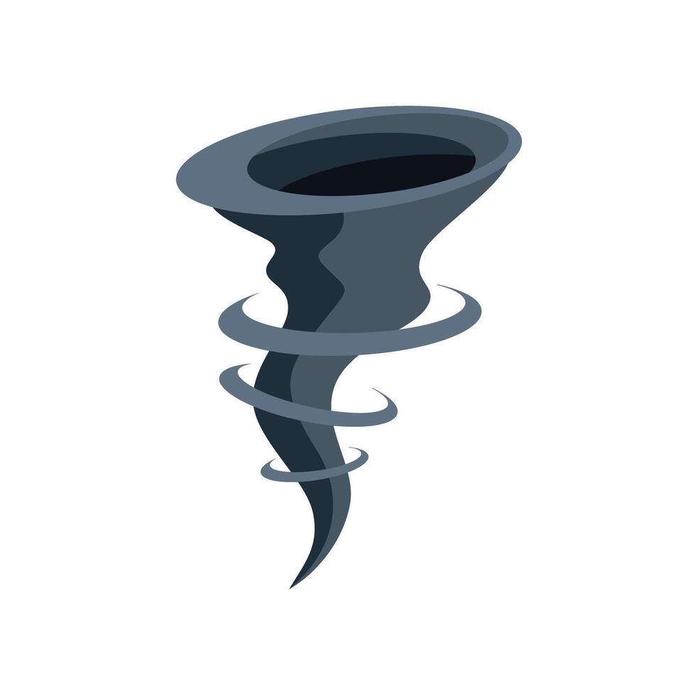 Dangerous grey tornado rotating, natural disaster illustration vector
