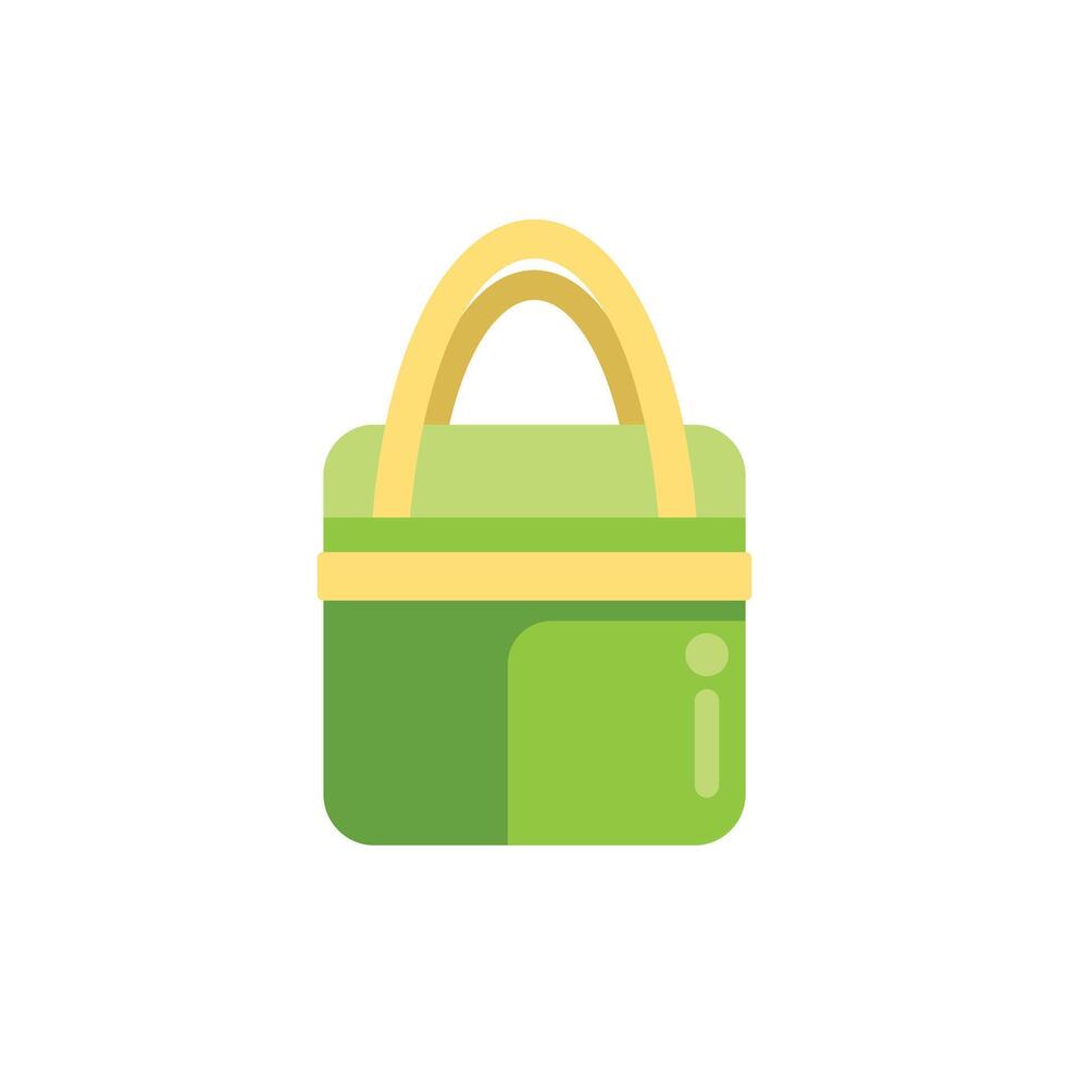 Green lunch bag keeping food fresh for picnic vector