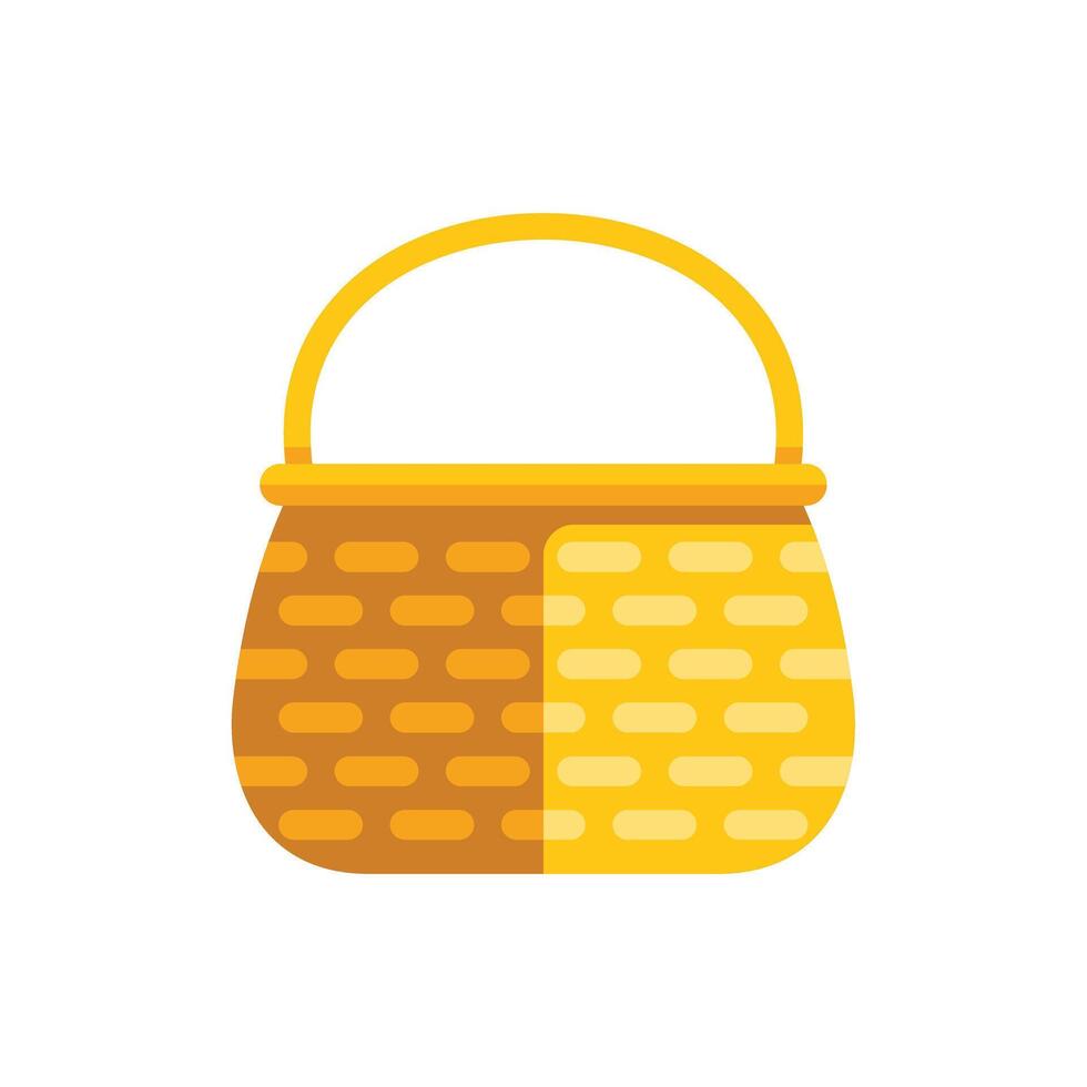 Empty wicker basket icon depicting picnic basket for carrying food vector