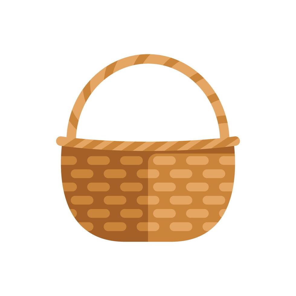Empty wicker basket with handle waiting to be filled vector
