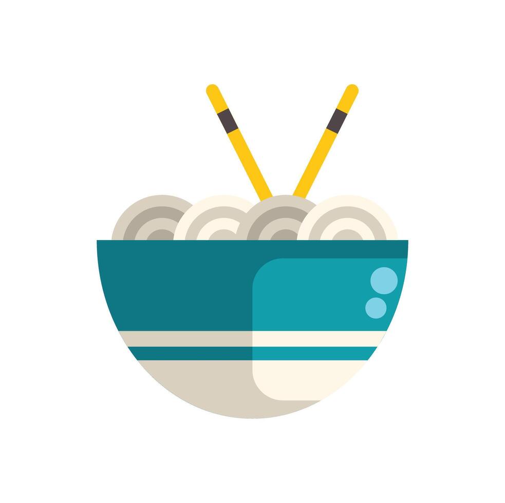 Bowl of noodles with chopsticks minimalist illustration vector