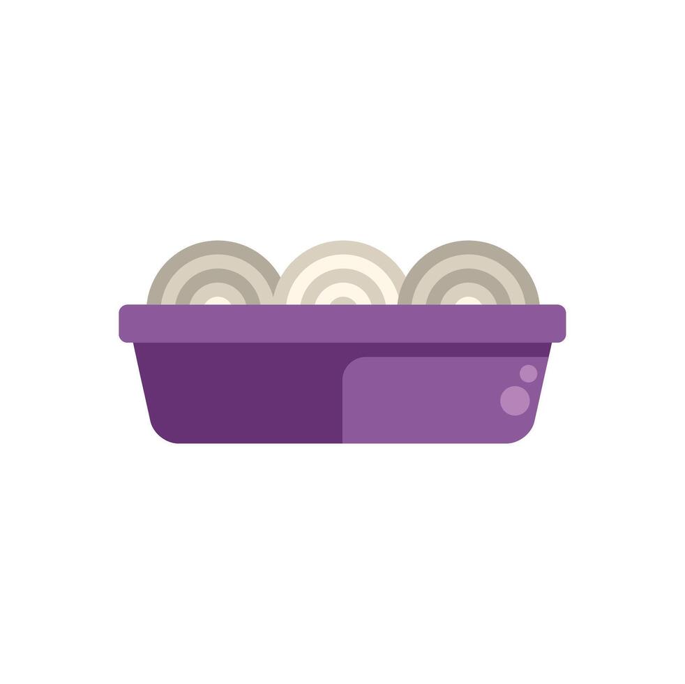 Plastic container holding sliced onions for food storage vector