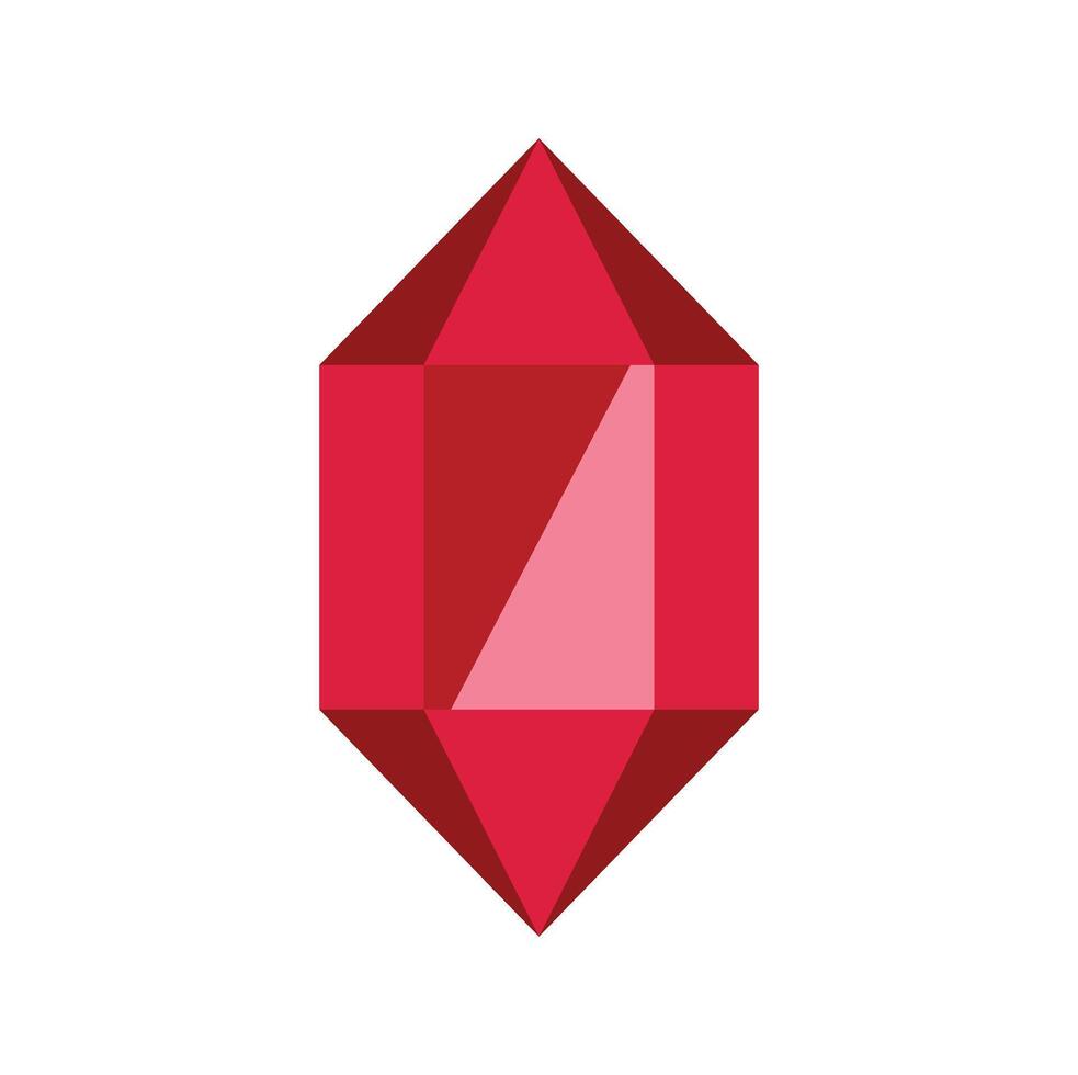 Red gemstone shining with bright light reflection vector