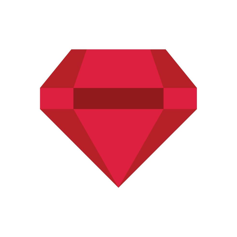 Red diamond sparkling with geometric facets illustration vector