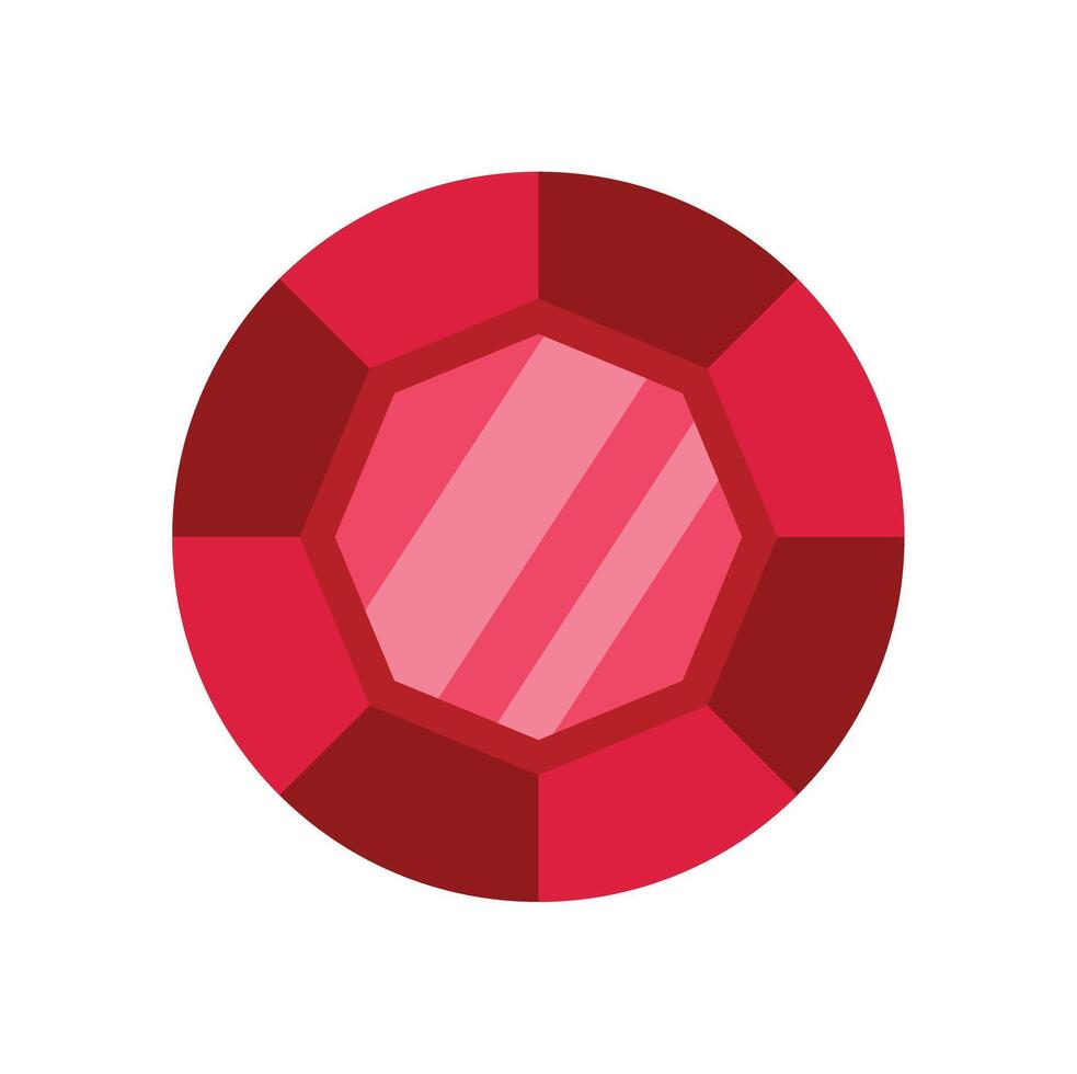 Red gemstone shining with light reflections vector