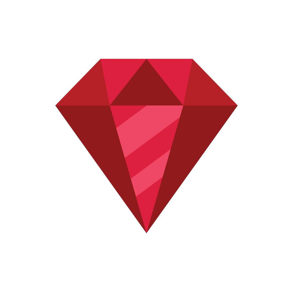 Red diamond shining brightly with facets icon vector