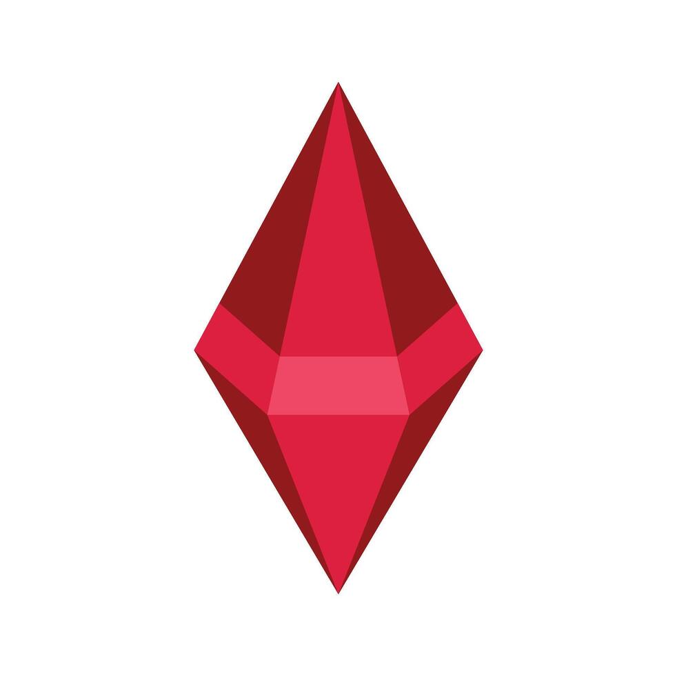 Red gemstone shining with bright facets on white background vector